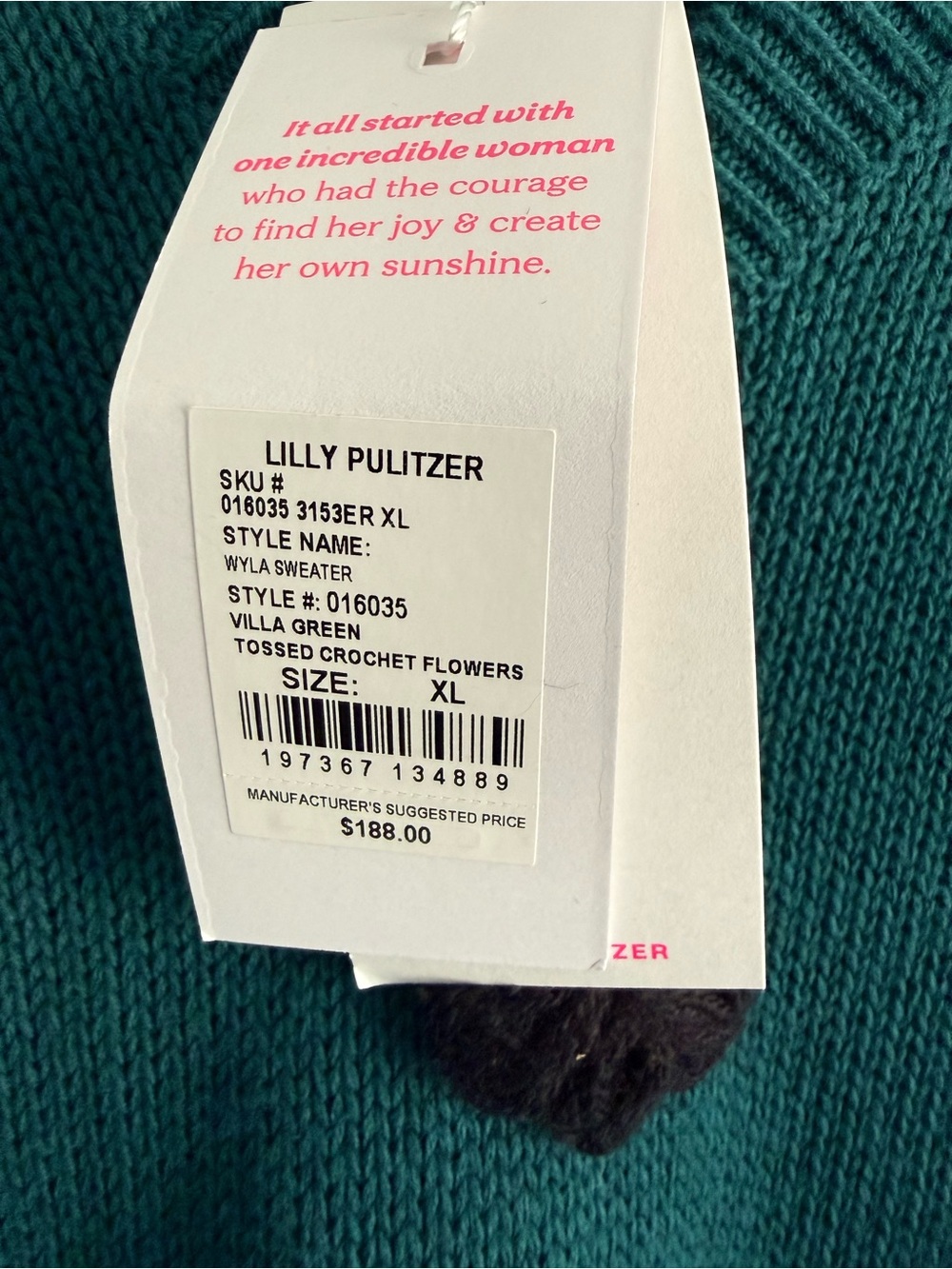 NWT Lilly Pulitzer Wyla Sweater in Villa Green XL - Picture 4 of 4